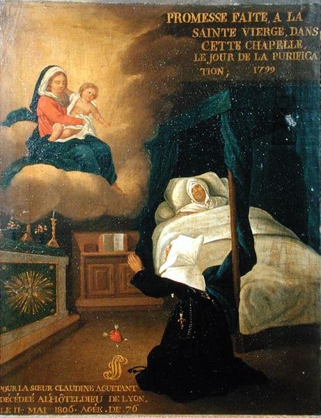 Lyon genel hastanesinde ölen Rahibe Claudine Aguetant için ex voto by French School