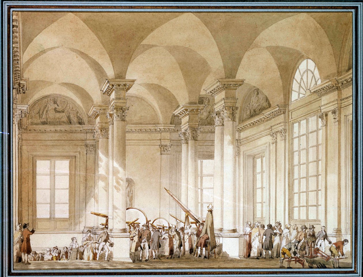 Astronomik gözlükler ve optik aletler sergisi 18. yüzyılın sulu boyası. Paris, Louvre Müzesi by French School