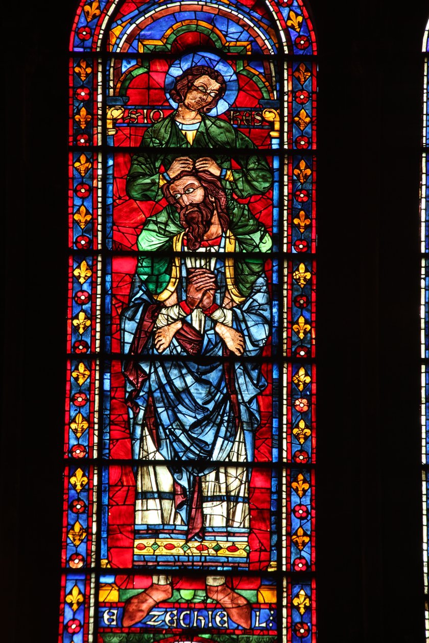 Ezekiel, Aziz John omuzlarında (w122) by French School