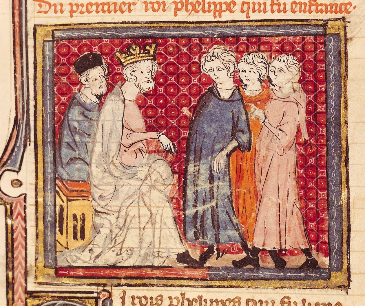 F.204v Kral I. Philippe (1053-1108), Grandes Chroniques de France, 1375-79 by French School