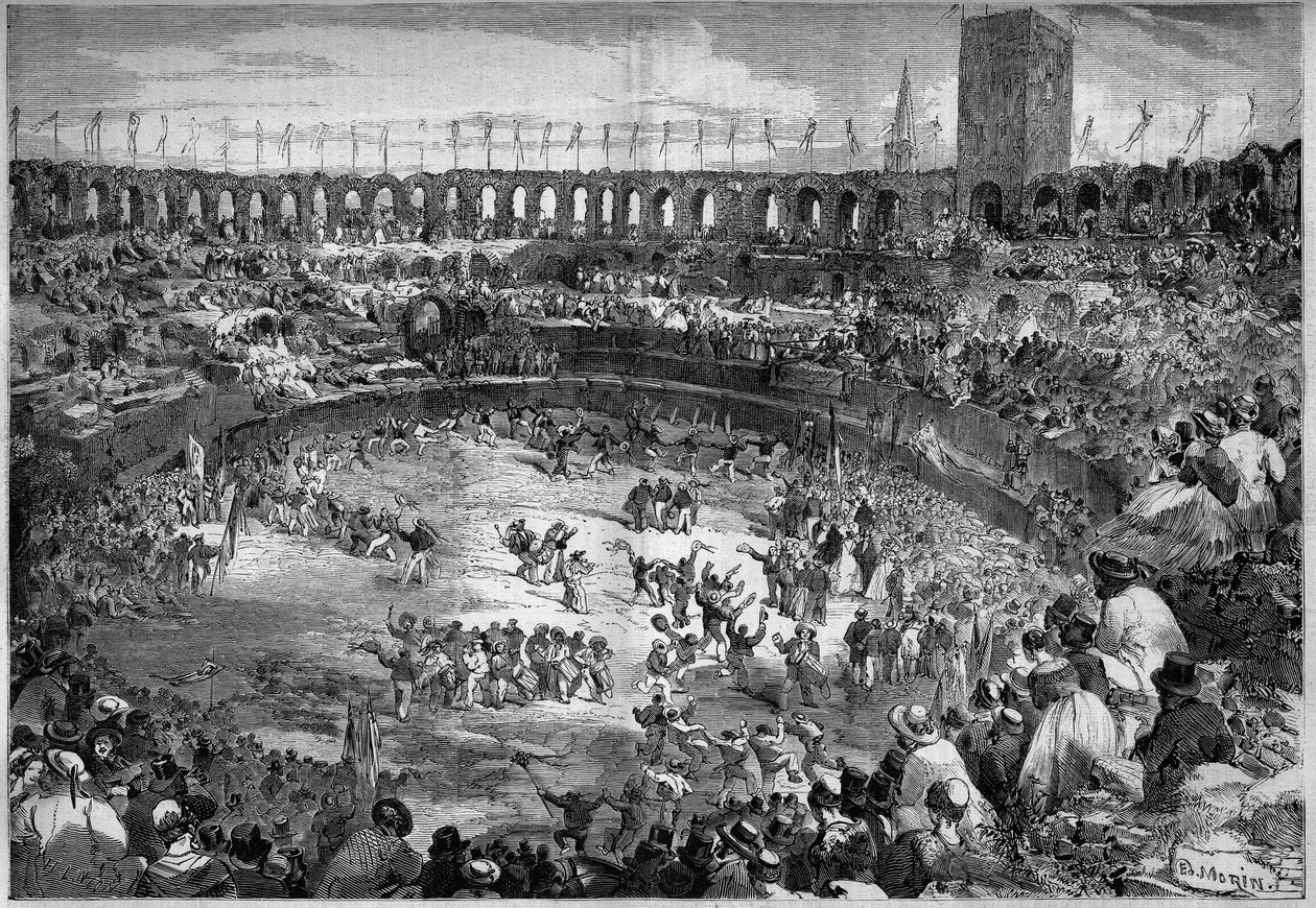 Farandole, Arles arenasında dans etti (Bouches du Rhone by French School