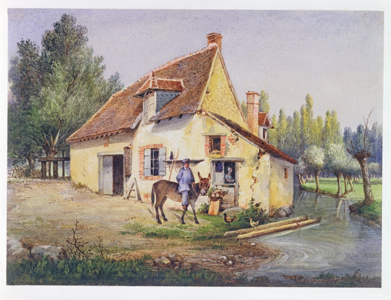 Epernay bölgesindeki çiftlik, c.1850 (kağıt üzerinde wc) by French School