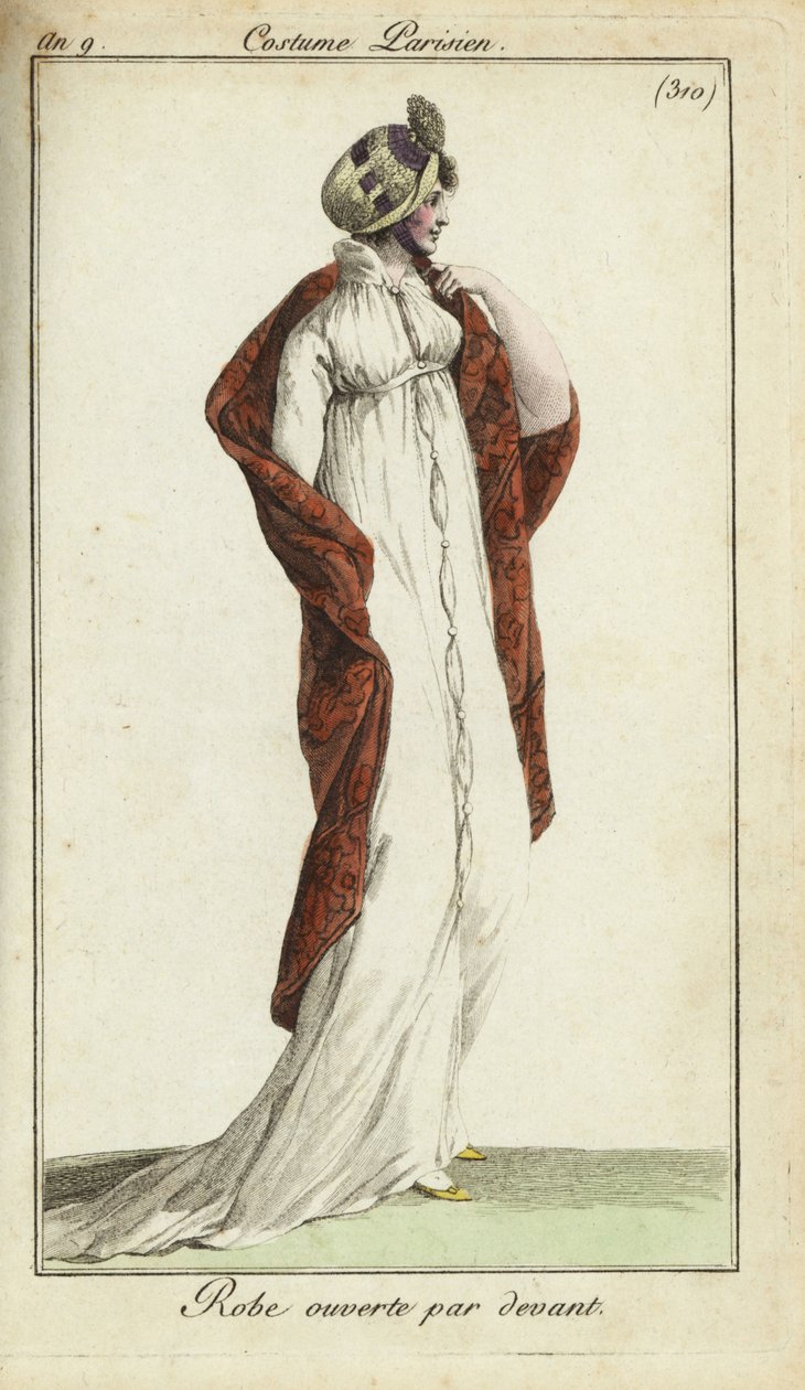 Hasır şapka, elbise ve şal moda kadın by French School