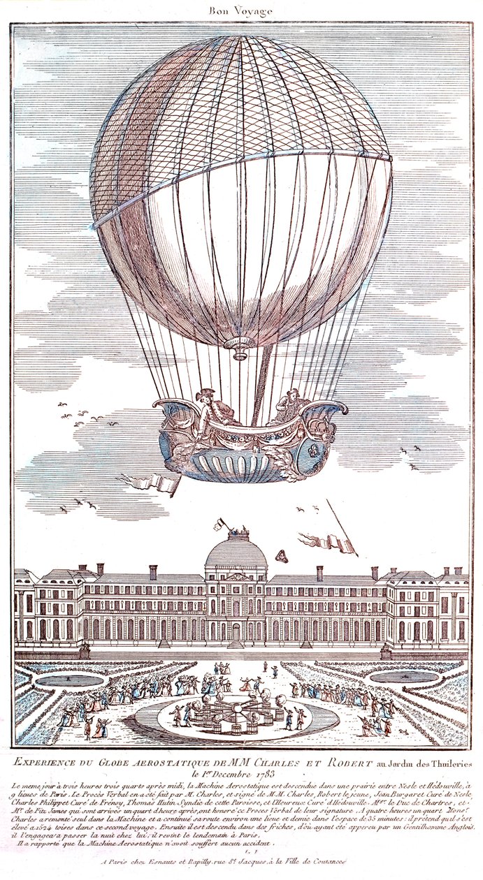 İlk insanlı hidrojen balonu uçuşu, 1783 by French School