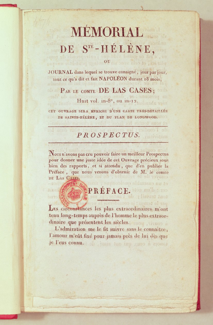 Emmanuel Las Cases (1766-1842) 1823 tarafından Memorial de Sainte-Helene