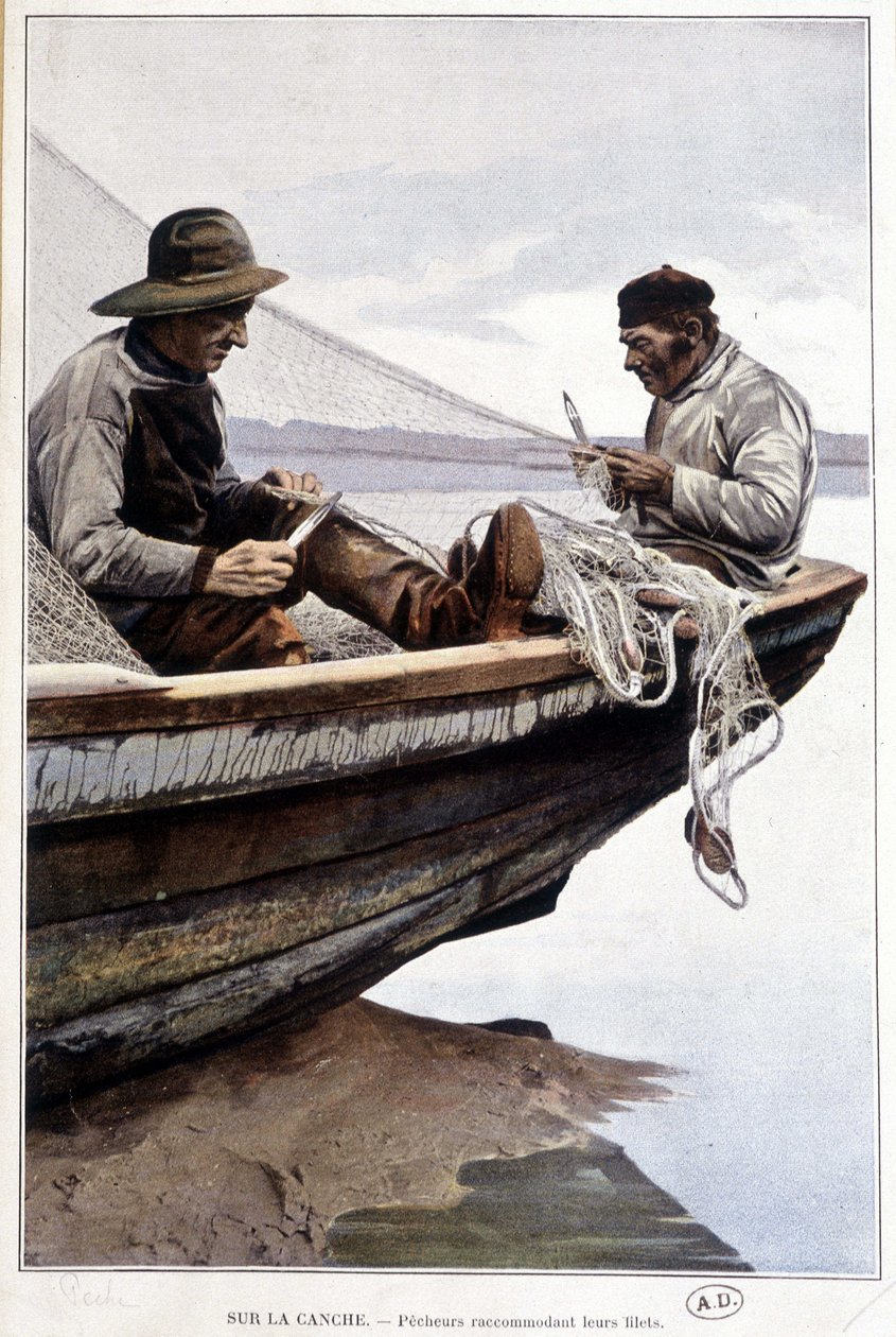 Gemide ağ çeken balıkçılar, v. 1895 by French School