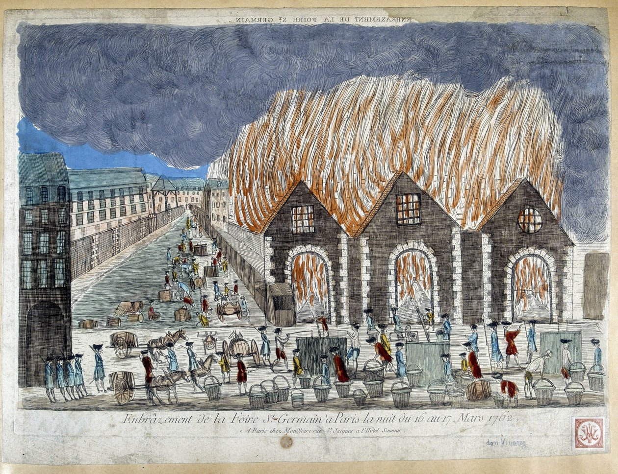 Paris'teki Foire Saint Germain Fuarı, 16-17 Mart 1762 gecesi - gravür by French School