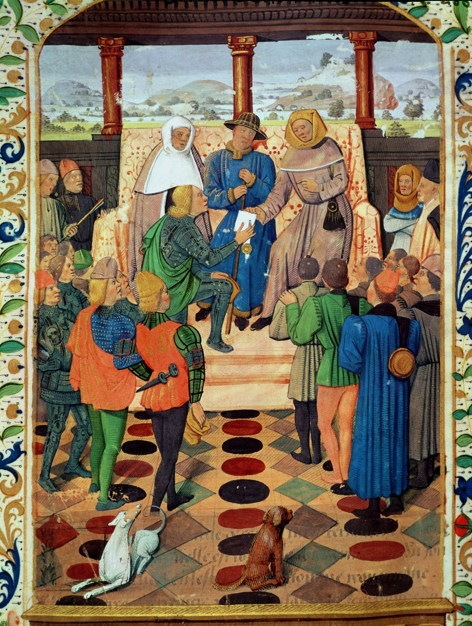 Fol.185v Charles VII (1403-61) Jean de Bueil (1405-78) tarafından Le Jouvencel