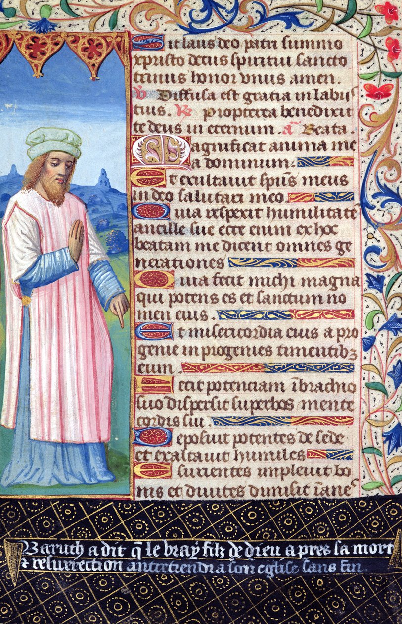 Fol.36v Heures a lUsage de Rome'dan Baruch portresiyle Magnificat Metni by French School