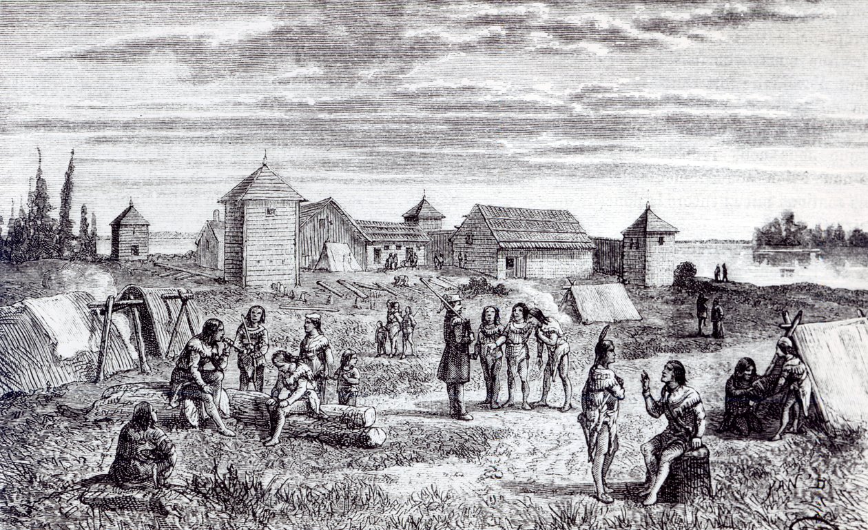 Fort Youkon, bir Hudson Bay Company Ticaret İstasyonu, 19. yüzyıl by French School