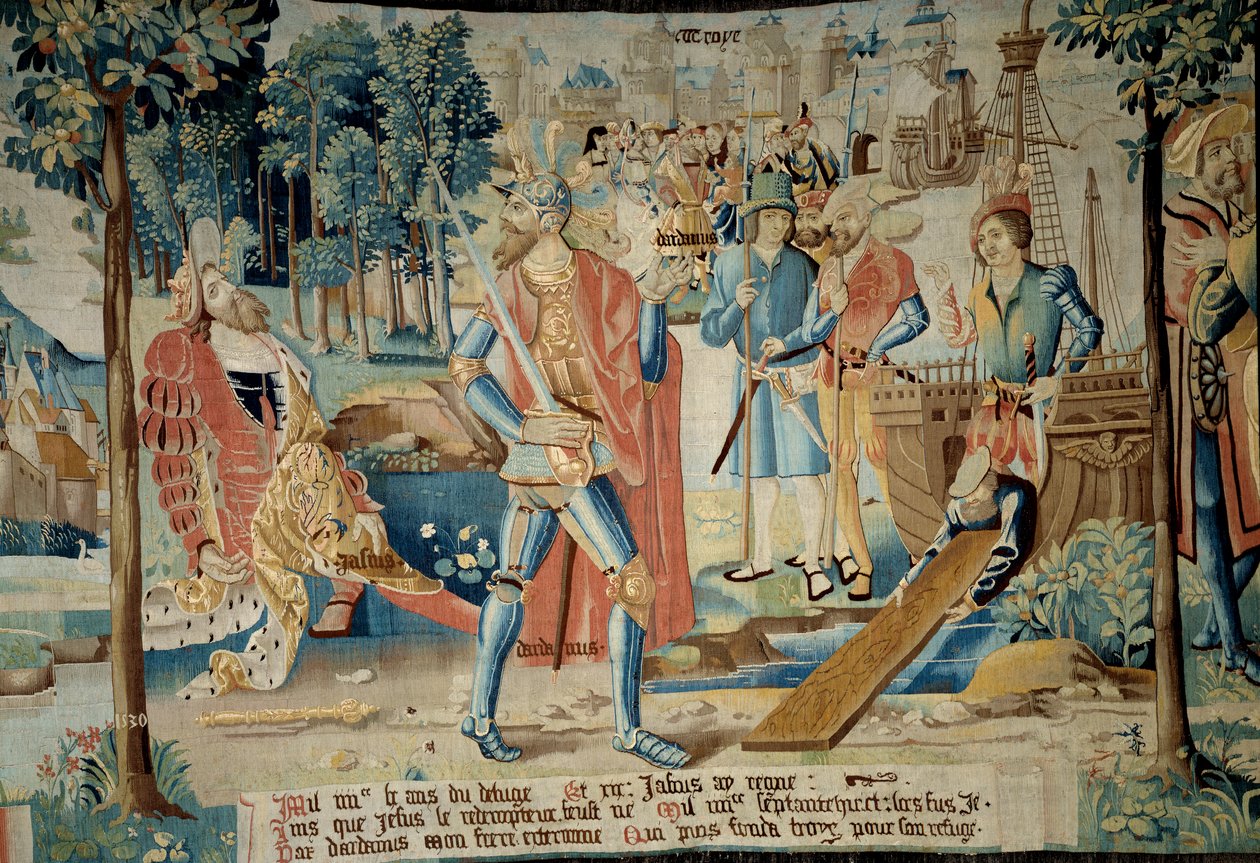 Troyes şehrinin kuruluşu. Kral Jasius, tekneyle kaçan ve Troyes
