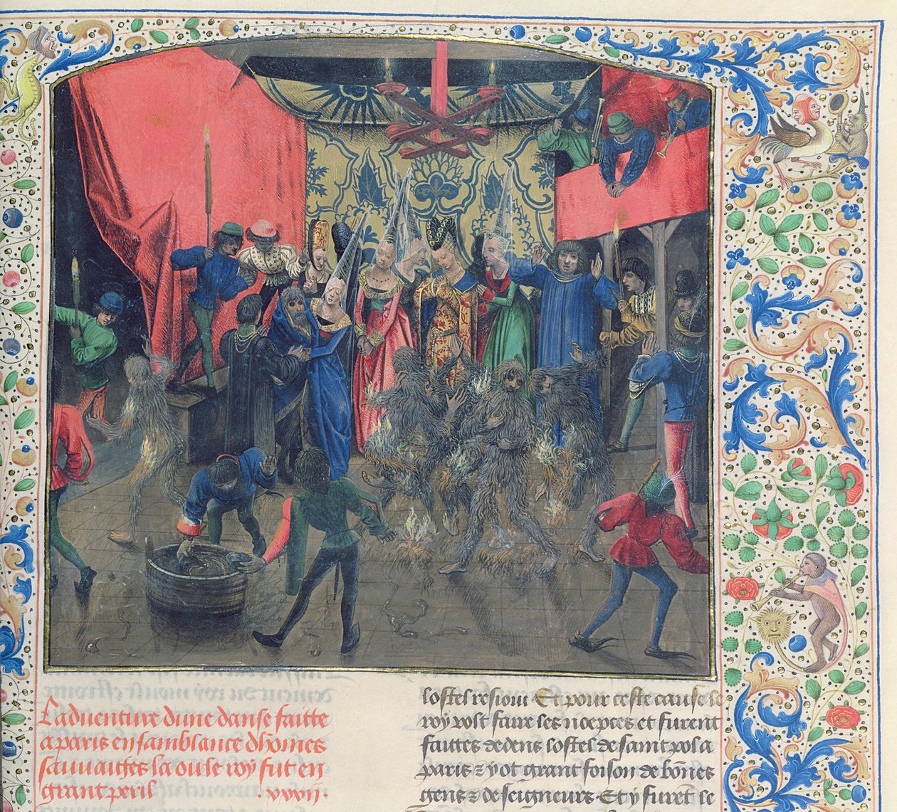 Fr 2646 f.176 Bal des Ardents, Charles, Orleanslı Louis Froissarts Chronicle