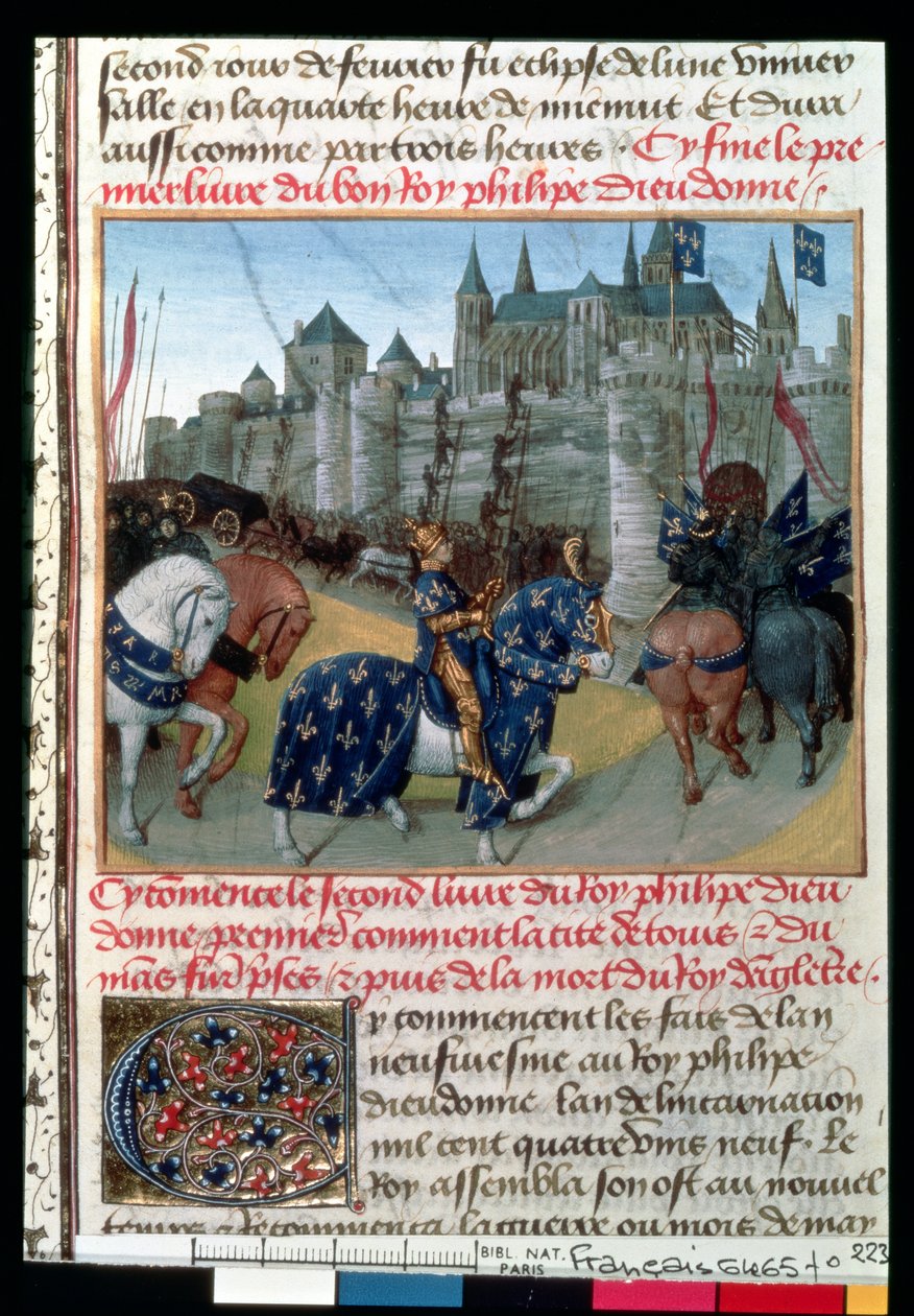Fr 6465 f.223 Philippe Auguste (1165-1223) tarafından Fransa Kralı 1202 by French School