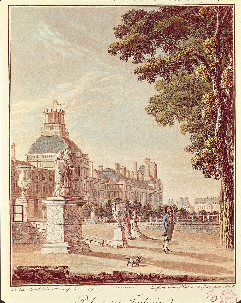 Fransa, Paris, Tuileries Sarayı, Gravür by French School