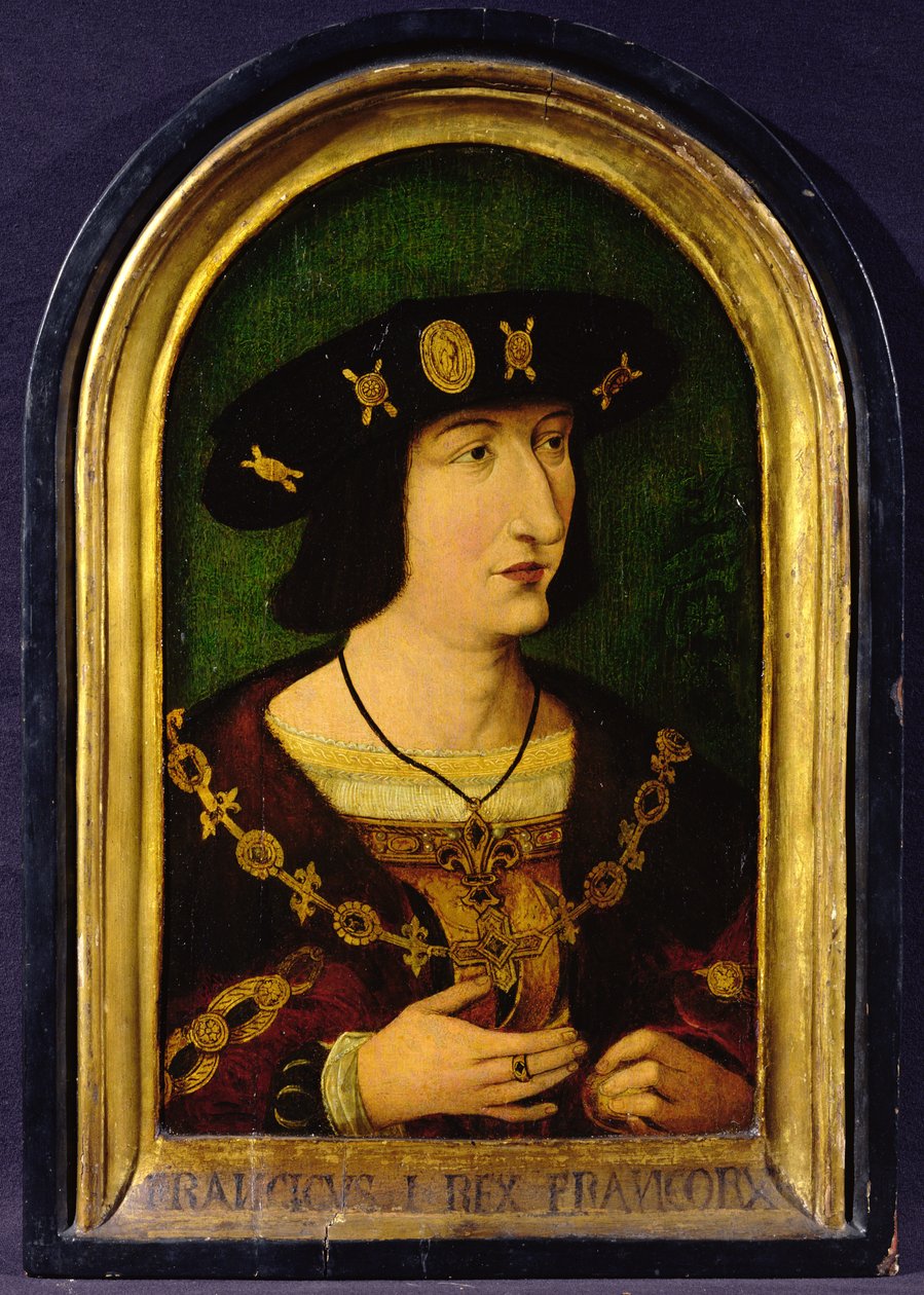 François I (1494-1547) Fransa Kralı (1515-47) c.1520 (panelde yağlı boya) by French School