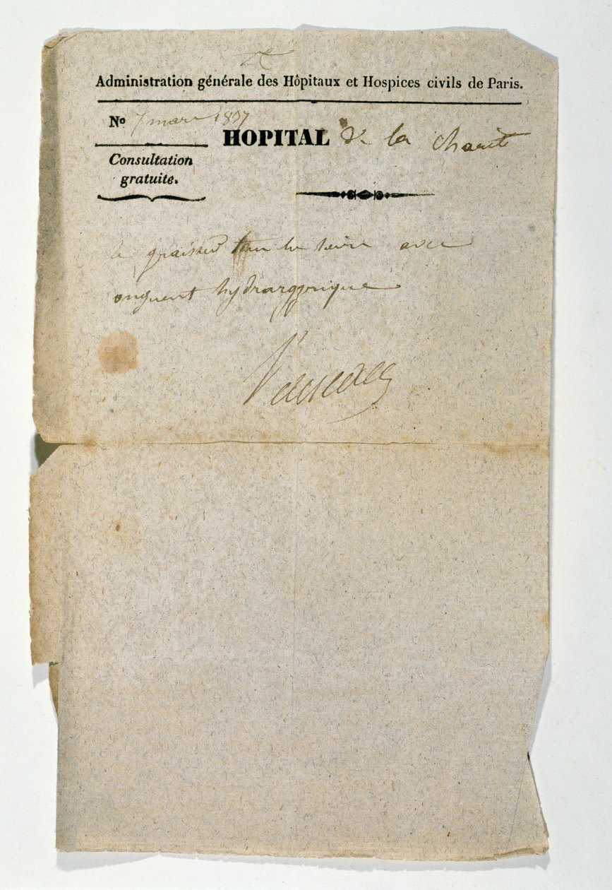 7 Mart 1837, Paris, Hopital de la Charite