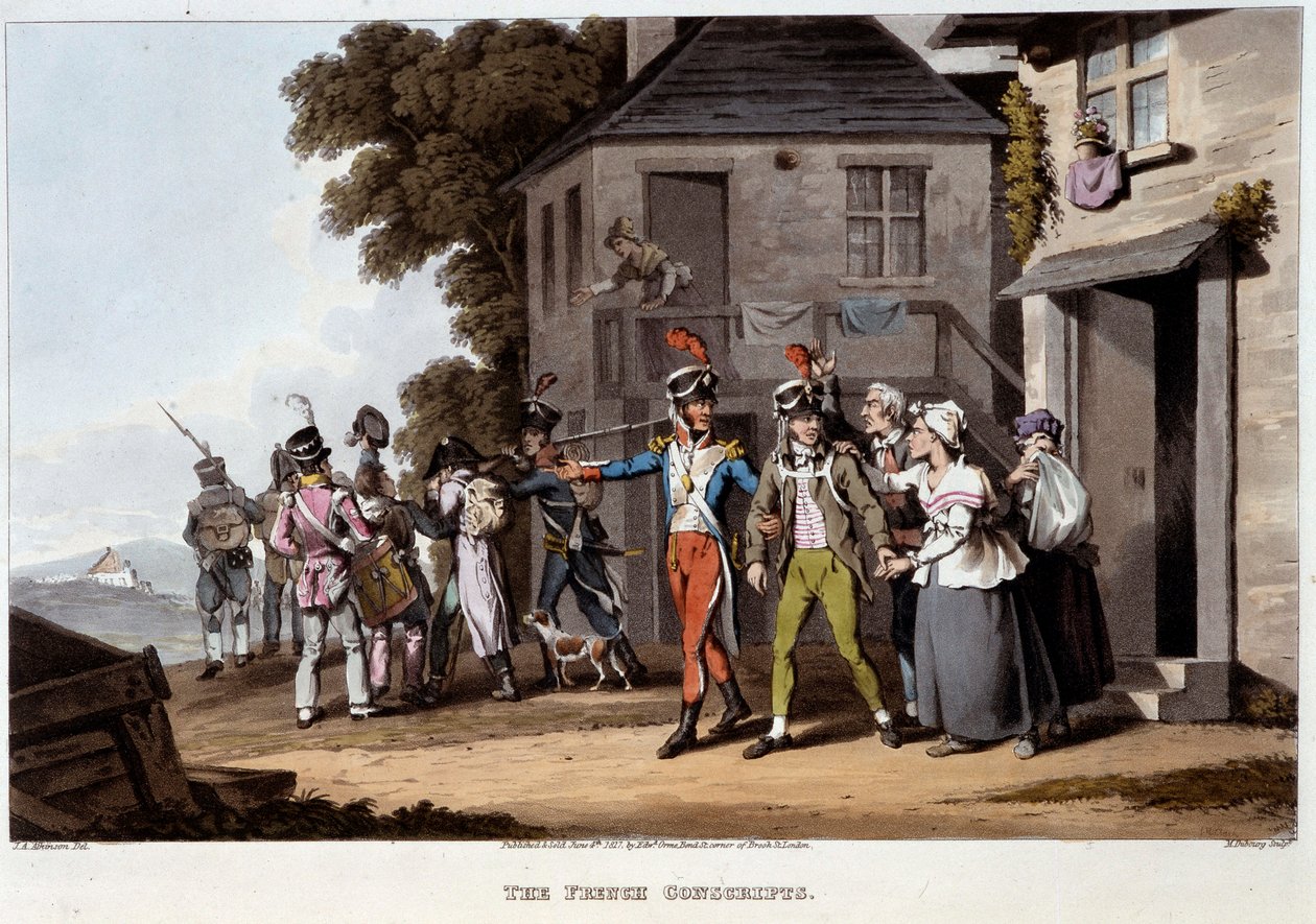 Fransız Askerler, c.1814 (renkli taş) by French School