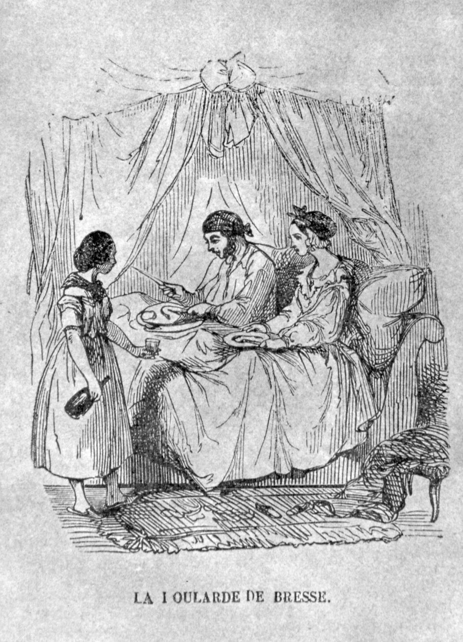 Gut hastası yatalak bir kişinin Fransız illüstrasyonu. 1848 (gravür) by French School