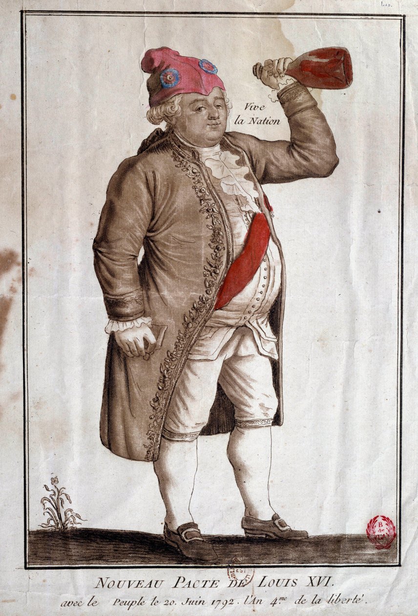 Fransız Devrimi: “” Ulusla Louis XVI Yeni Paktı (20/06/1792)”” 18. yüzyılın anonim gravürü. Paris, Arsenal Kütüphanesi by French School