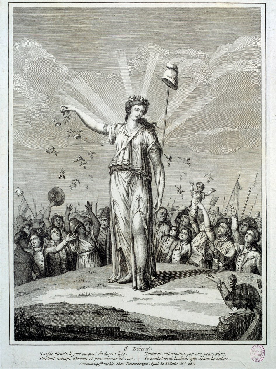 Fransız Devrimi: “O liberte” Özgürlüğe Övgü. 18. yüzyıl Paris gravürü, Musee Carnavalet by French School