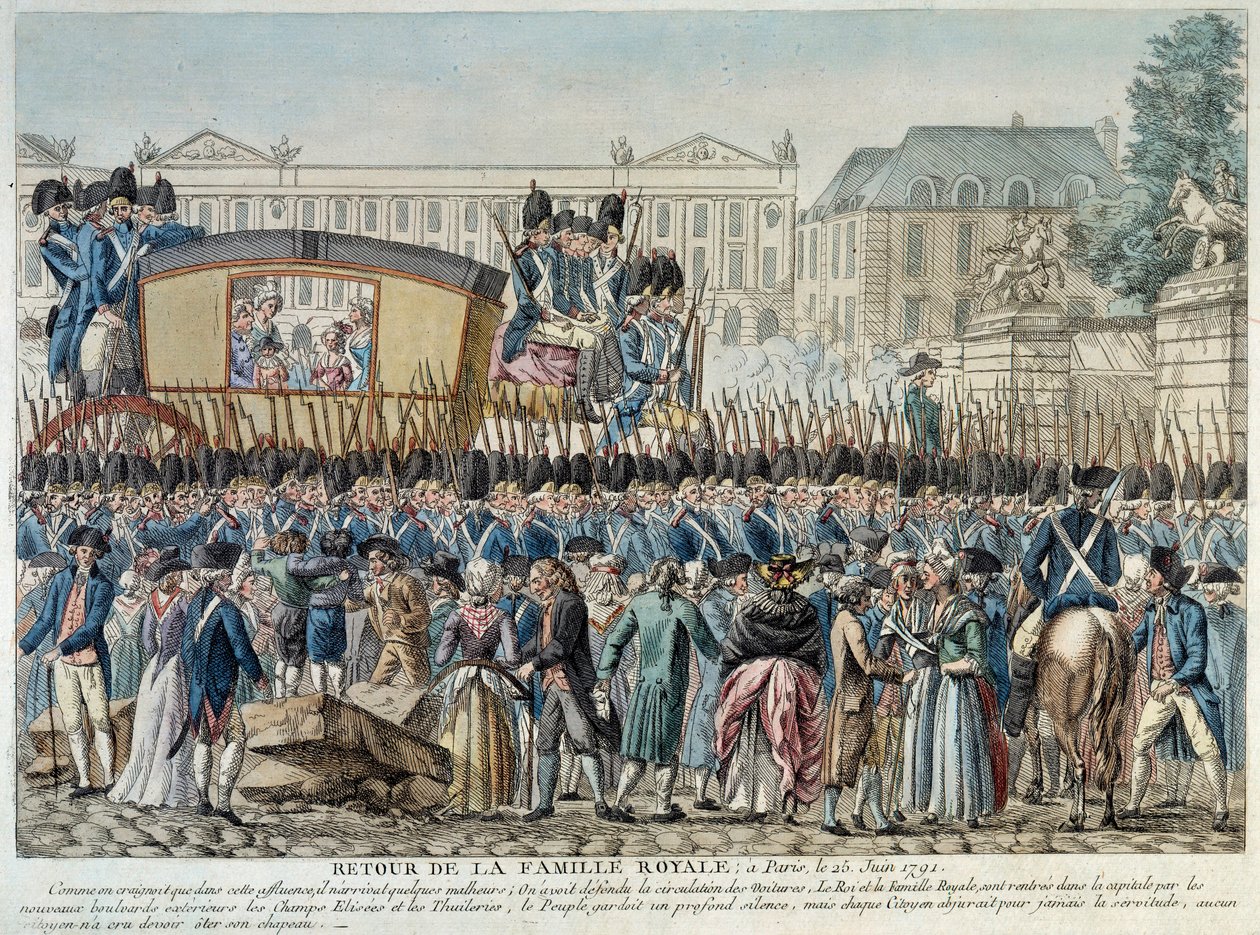 Fransız Devrimi: "Kraliyet ailesinin 25/06/1791 tarihinde Paris