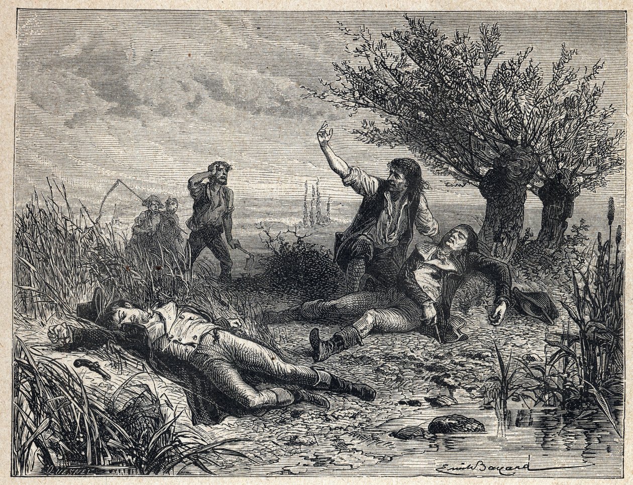 Fransız Devrimi: politikacılar Francois Buzot (1760-1794) ve Jerome Petion de Villeneuve (1759-1794) zehirlenerek intihar by French School