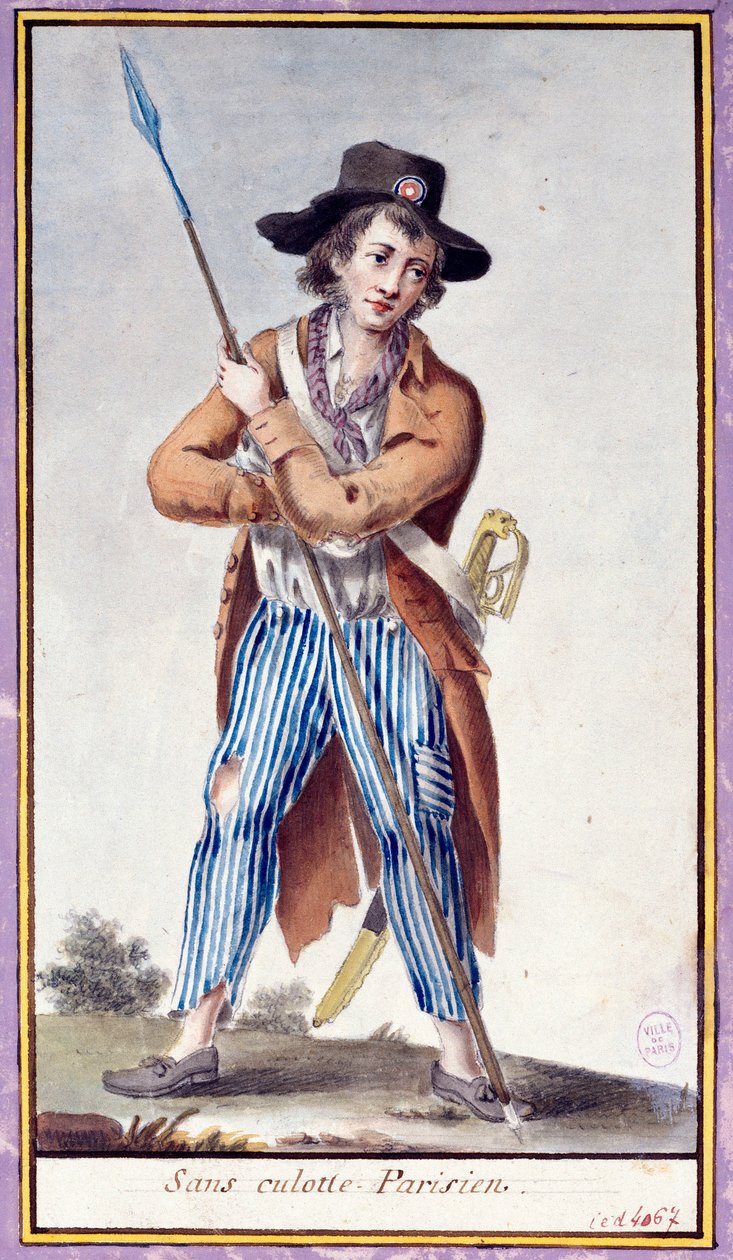 Fransız Devrimi: Külotsuz Parisli maçalara sahip. 1789 civarında anonim baskı. Paris, Musee Carnavalet by French School