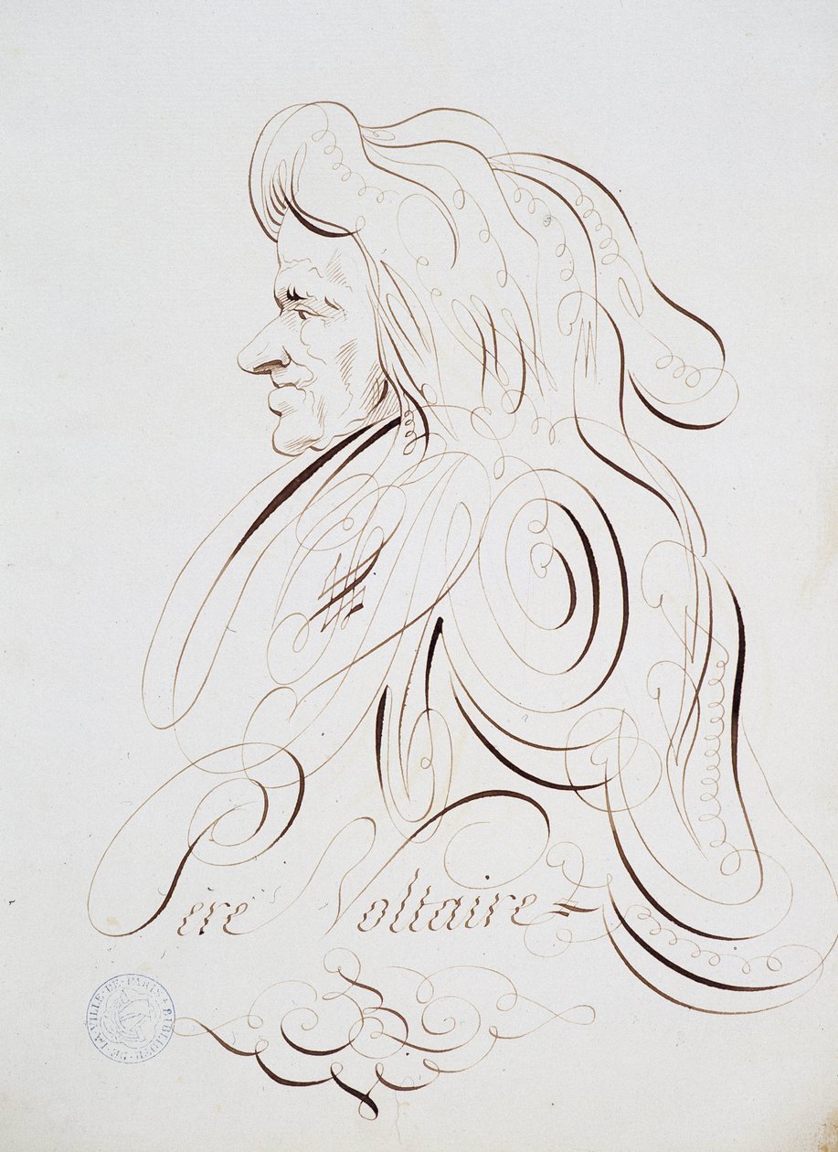 Fransız kaligrafisi: 1780 civarında Bernard de Paris tarafından Peder Voltaire