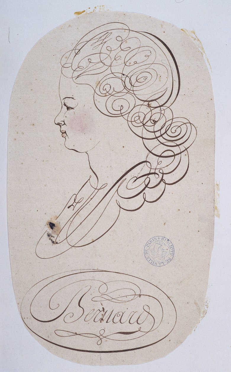 Fransız kaligrafisi: Bernard de Paris tarafından 1780 civarında yürütülen genç bir kişinin portresi. by French School