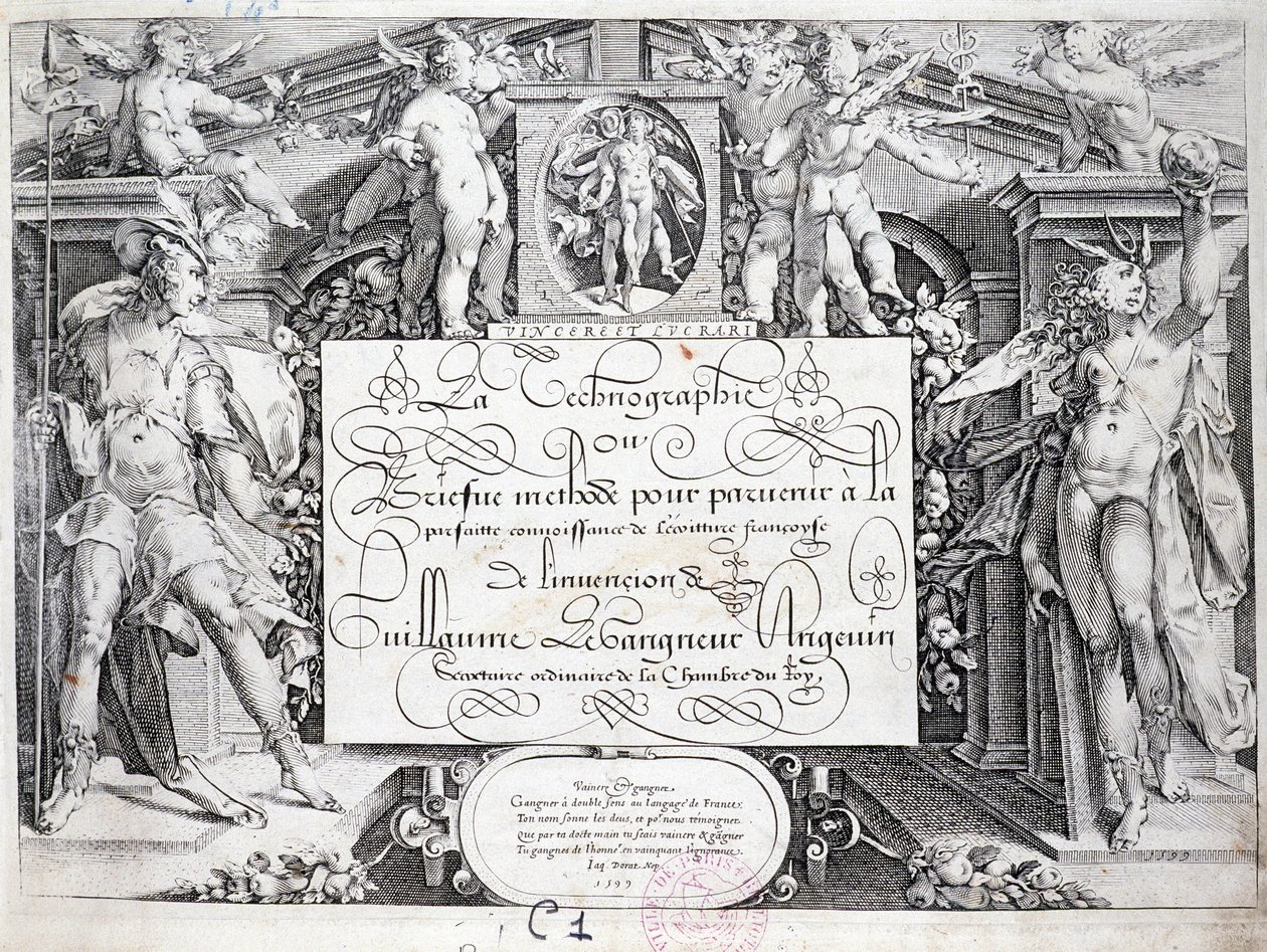 Fransız kaligrafisi: Teknoloji, 1599 civarında Gangneur Guillaume