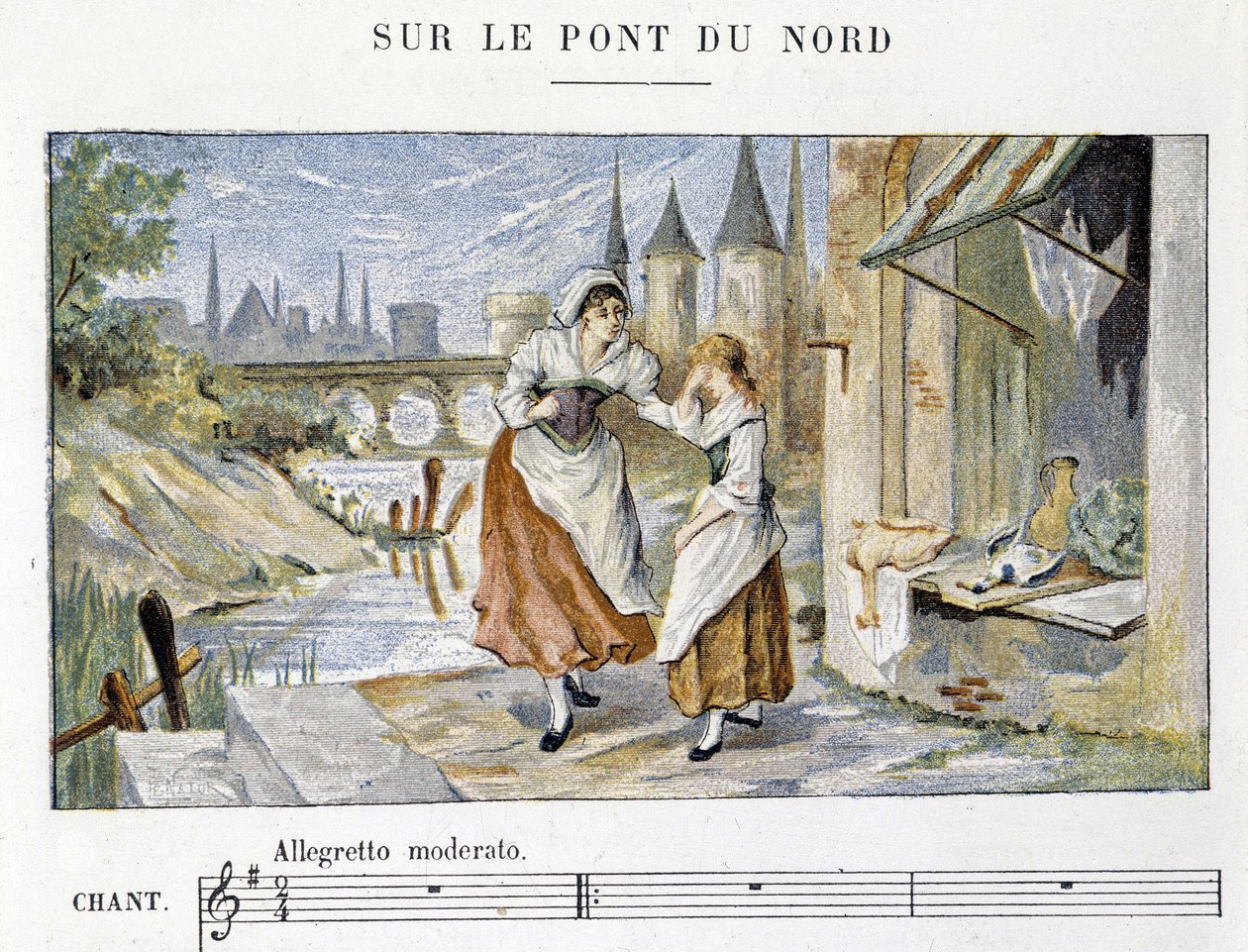 Fransız halk ve geleneksel şarkı: “” Sur le pont du Nord””, n.d. by French School