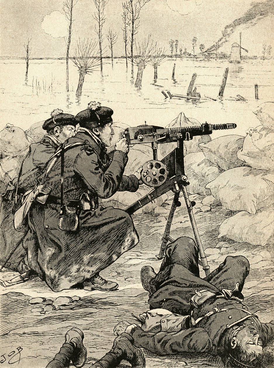 Yser Muharebesi'nde Fransız makineli tüfek ekibi, Belçika by French School
