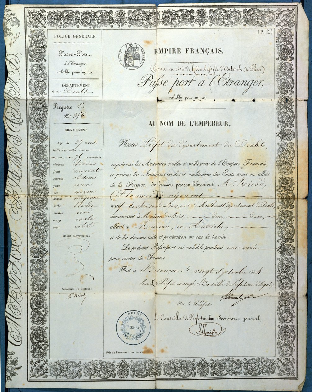 Fransız pasaportu, Besancon