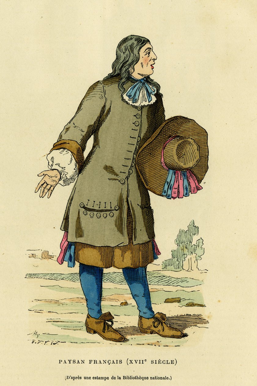 18. yüzyılda Fransız köylü kostümü. Augustin Challamel, F.Roy editörü, Paris 1882. Selva Collection. by French School