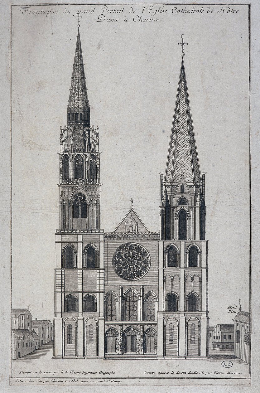 Saint Vincent Coğrafya Mühendisi, sd tarafından yerinde tasarlanan Church Cathedrale de Notre Dame à Chartres