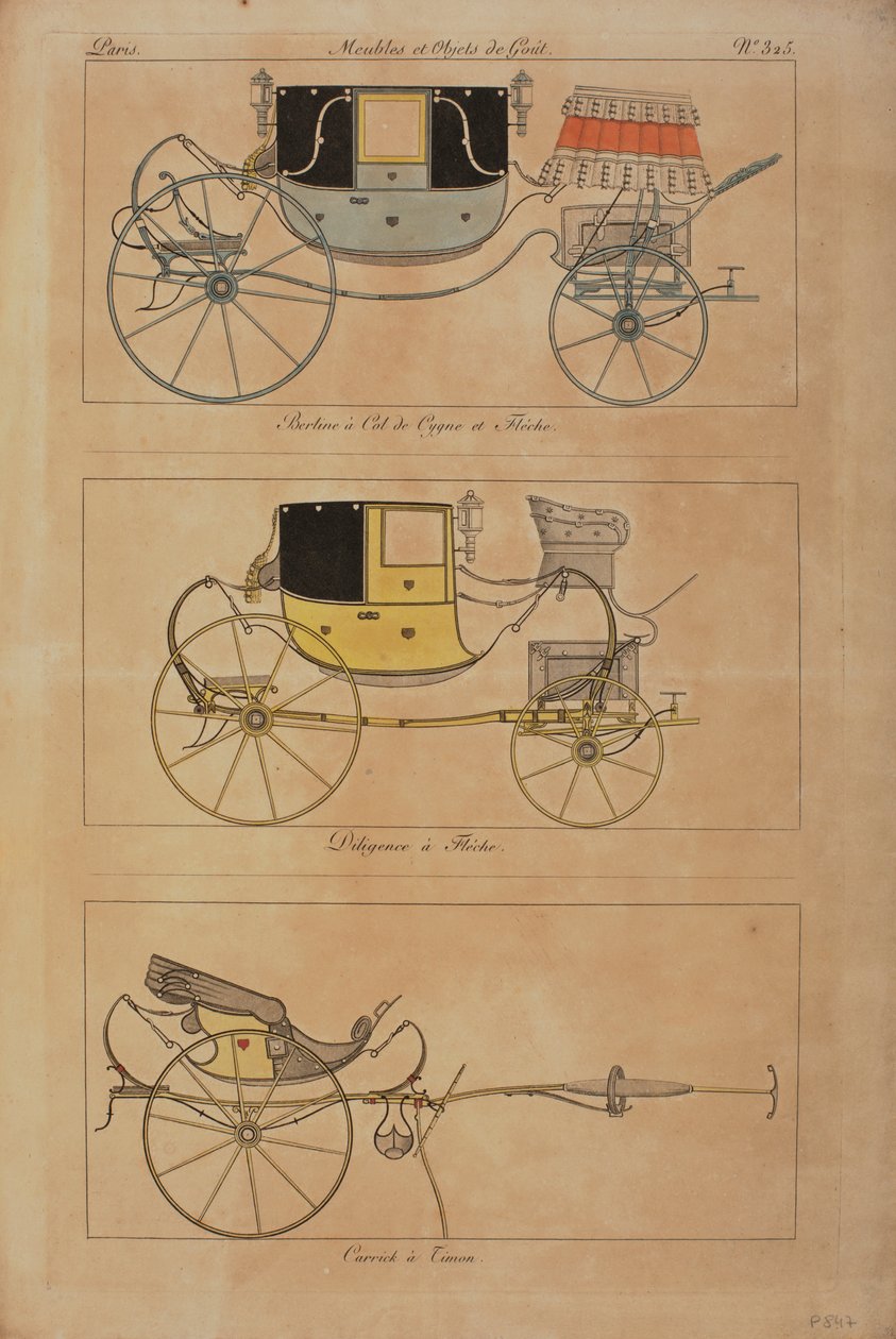 Mobilya ve Zevk Nesneleri (renkli gravür) by French School
