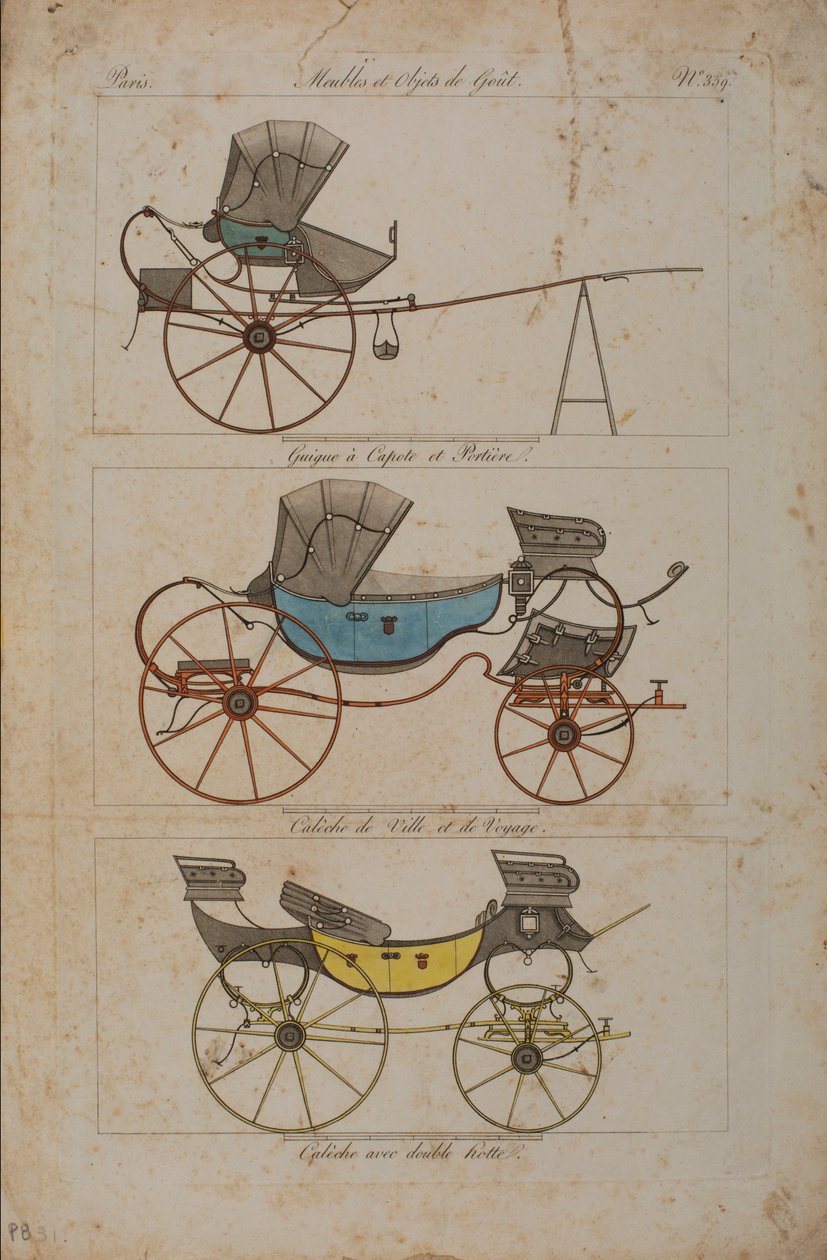 Mobilya ve Zevk Nesneleri, No. 32, Phaeton Simple (renkli gravür) by French School