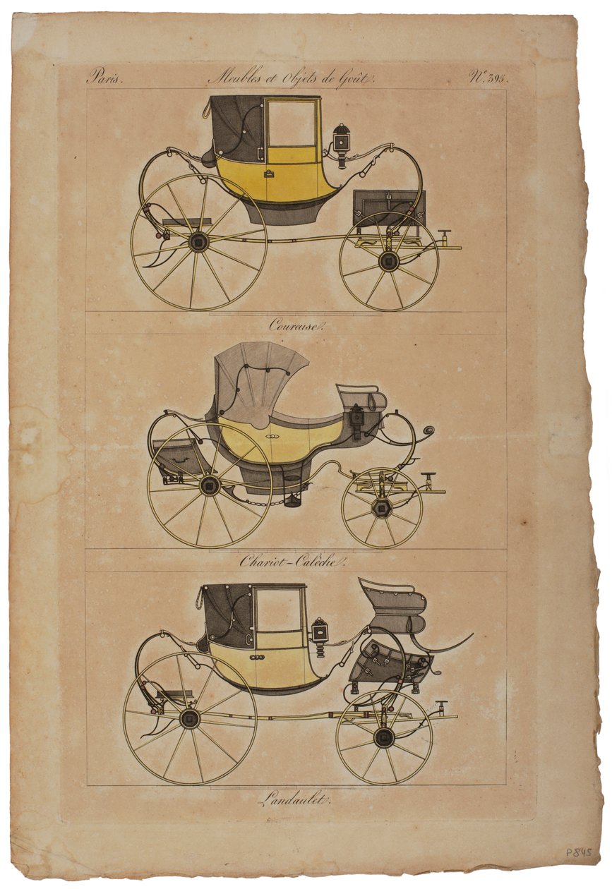 Mobilya ve Zevkli Nesneler, No. 32, Phaeton Simple (renkli gravür) by French School