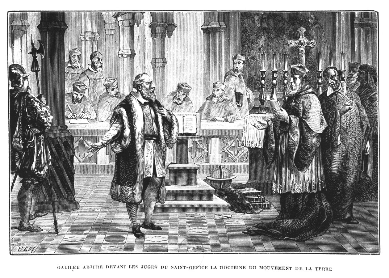 Galileo (1564-1642), Kutsal Makam yargıçları önünde dünyanın hareketiyle ilgili teorisini geri çekiyor by French School