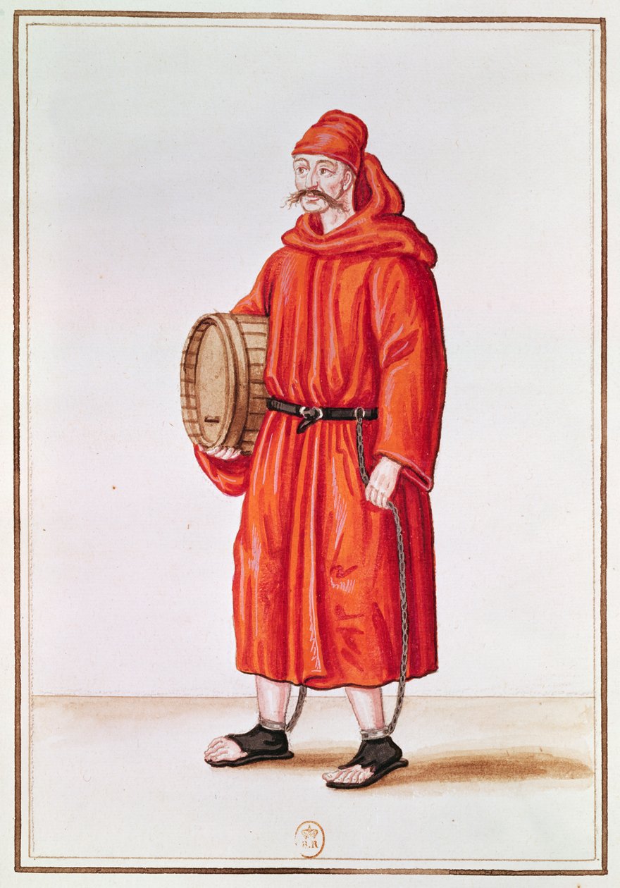 Venedik'ten Kadırga Köle (kağıt üzerine suluboya) by French School