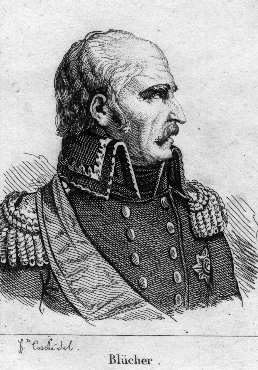 Gebhard Leberecht, Prens Blucher von Wahlstatt (1742-1819), Prusya mareşali. 19. yüzyılın gravürü. by French School