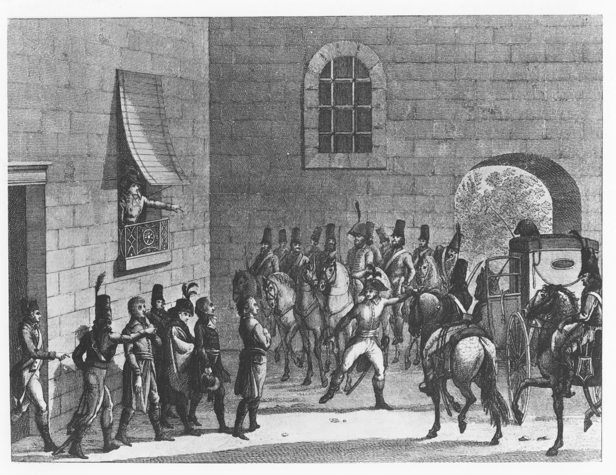 General Dumouriez Konvansiyon temsilcilerini tutuklarken (gravür) by French School