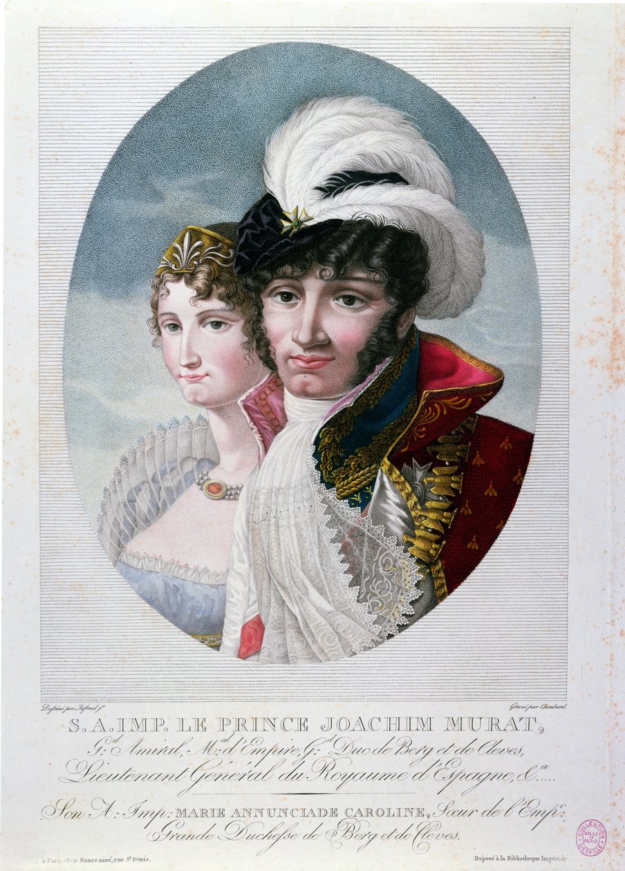 General Joachim Murat (c.1767-1815) ve eşi Caroline Bonaparte (1782-1839) by French School