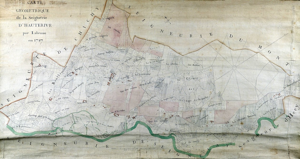 1787 yılında Labrune tarafından Hauterive senyörlüğünün geometrik haritası. by French School