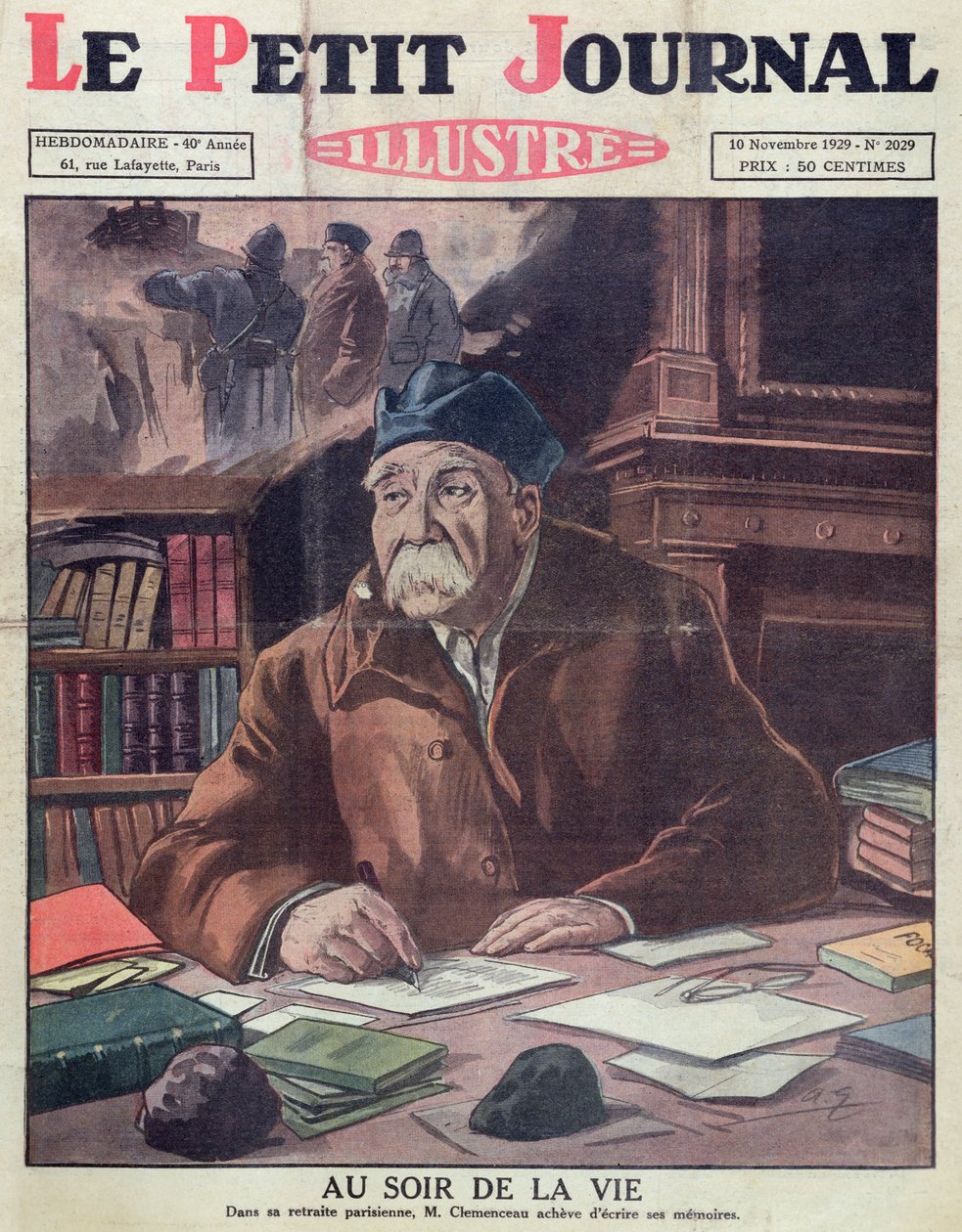 Georges Clemenceau (1841-1929) yaşlılıkta, 10 Kasım 1929 Le Petit Journal