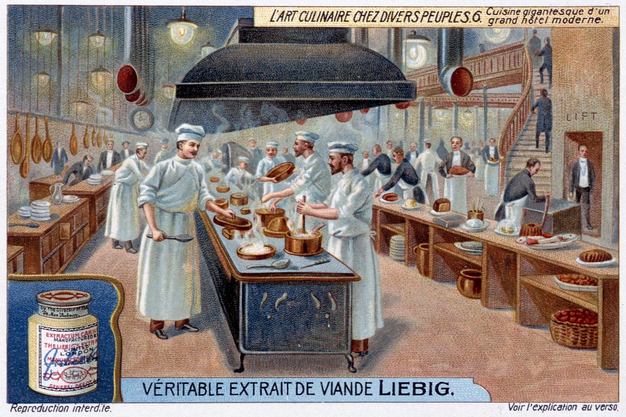 Büyük ve modern bir otelin devasa mutfağı - chromo. by French School
