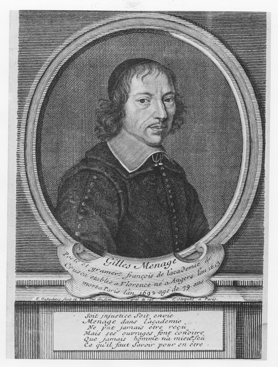 Gilles Menage (gravür) by French School