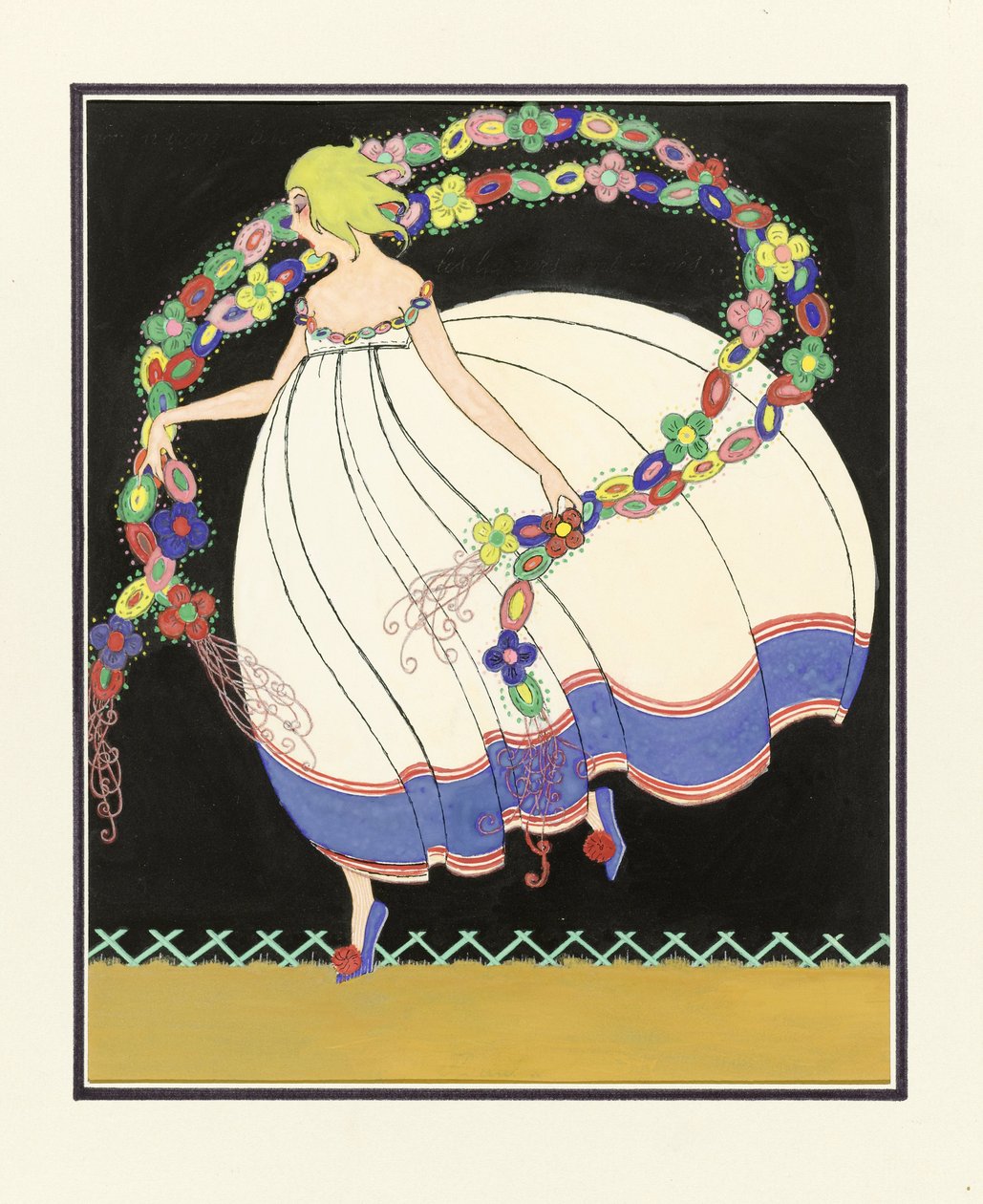 Çift Çelenk ile Dans Eden Kız, pub. 1920 by French School