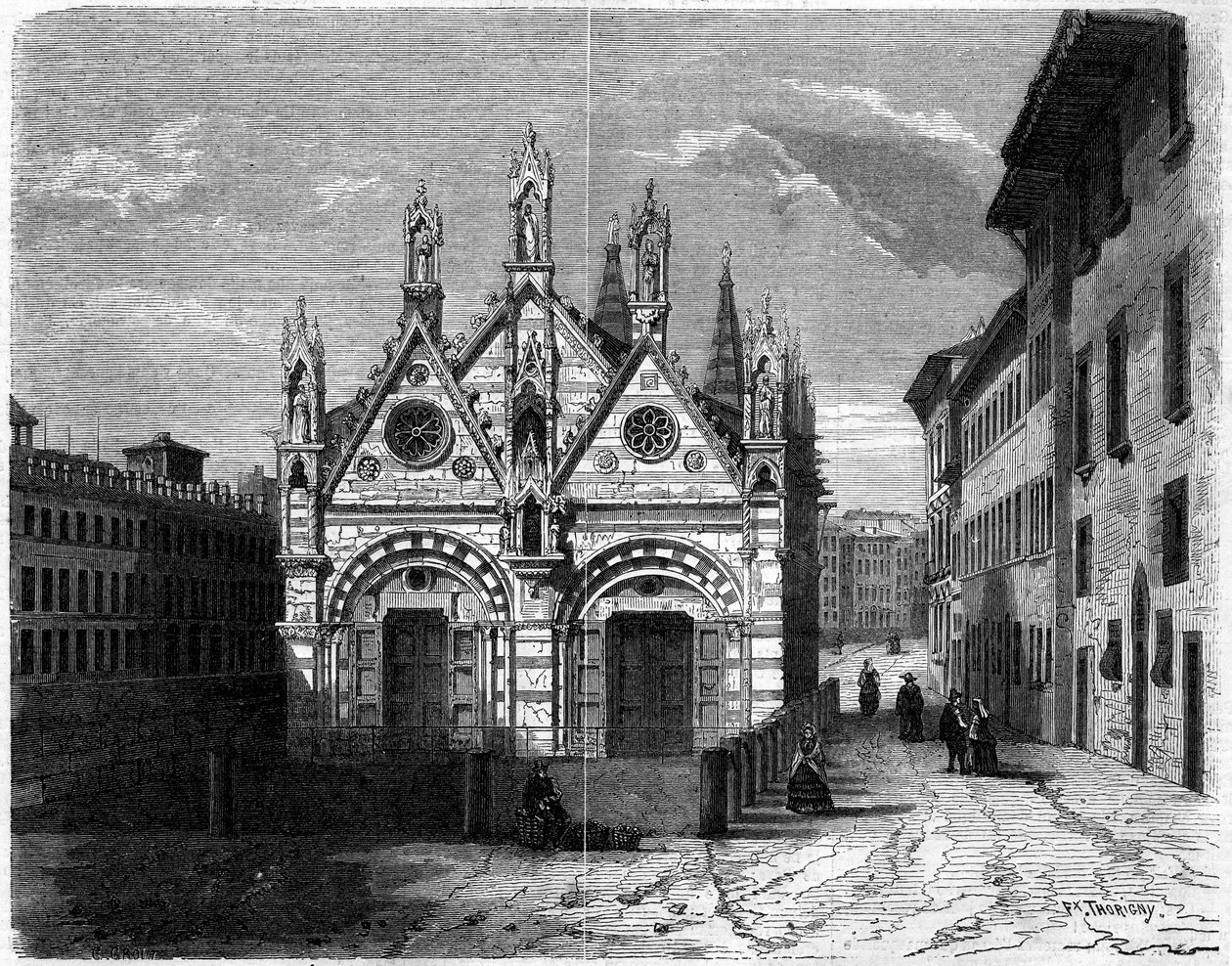 Gotik mimari: Pisa (Pisa), İtalya'daki Santa Maria della Spina Kilisesi'nin (13. yüzyıl-14. yüzyıl) dış görünümü by French School