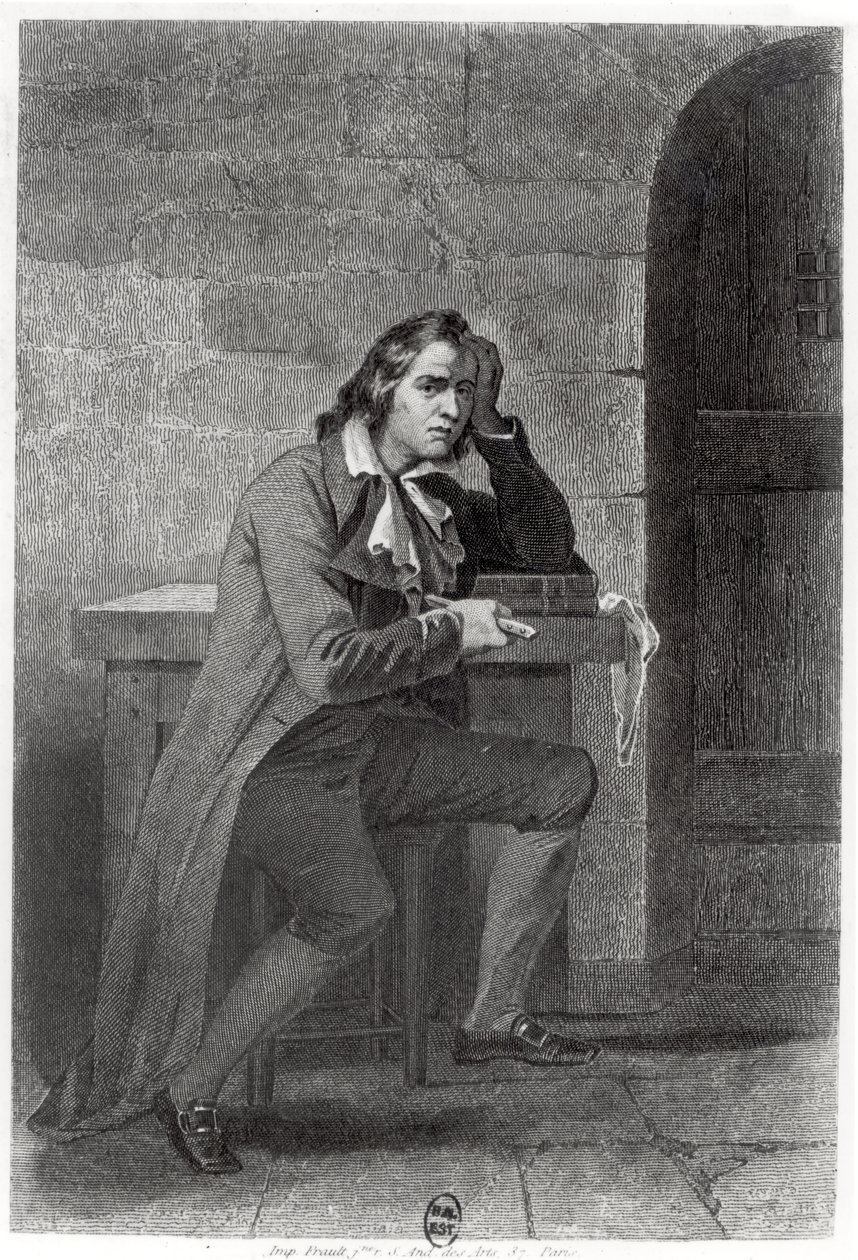 Gracchus Babeuf (1760-97) kendini bıçaklıyor (gravür) (s/b fotoğraf) by French School